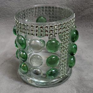 Round Glass Luminary Vase 4" Tall x 3" Wide Green